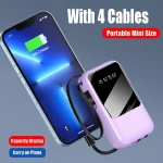 Mini power bank 20000mah Latest Fast Charging Built-in 3 Cables Digital Display Powerbank Portable External Battery Pack - Image 2