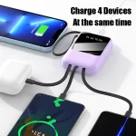 Mini power bank 20000mah Latest Fast Charging Built-in 3 Cables Digital Display Powerbank Portable External Battery Pack - Image 3