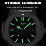 ORUSS Original Brand Men Luxury Waterproof Stainless Steel Luminous Calendar Silver Watch Analog Fashion Korean Automatic - Image 4