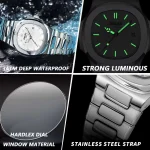 ORUSS Original Brand Men Luxury Waterproof Stainless Steel Luminous Calendar Silver Watch Analog Fashion Korean Automatic - Image 5