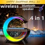 G63 4IN1 Bluetooth Speaker Wireless Charger Table Lamp Alarm Clock Smart Light Sound Machine Pembesar Suara Bluetooth
