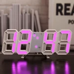 Modern Digital 3D White LED Wall Clock Alarm Clock Snooze 12/24 Hour Display USB Night Mode - Image 2