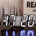 Modern Digital 3D White LED Wall Clock Alarm Clock Snooze 12/24 Hour Display USB Night Mode - Image 3