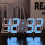 Modern Digital 3D White LED Wall Clock Alarm Clock Snooze 12/24 Hour Display USB Night Mode - Image 4