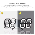 Modern Digital 3D White LED Wall Clock Alarm Clock Snooze 12/24 Hour Display USB Night Mode - Image 6