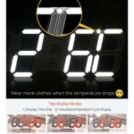 Modern Digital 3D White LED Wall Clock Alarm Clock Snooze 12/24 Hour Display USB Night Mode - Image 7