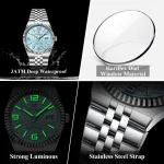 Poedagar watch, high-quality waterproof bright date luxury stainless steel quartz men's watch+box - Image 4