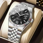 Poedagar watch, high-quality waterproof bright date luxury stainless steel quartz men's watch+box - Image 6