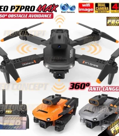 Home Cameras & Drones [OBSTACLE AVOID ANTI-LANGGAR]DRONE FEO P25 P7 Pro MAX 4K DUAL Cam WIFI RC DRONE With Camera Fold Drone Quadcopter Drones