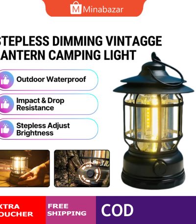 Alpha Borong Classic Camping Lantern – Portable LED & Battery Rechargeable Light Bring a touch of vintage charm and modern reliability to your outdoor adventures or emergency backup with the Alpha Borong Classic Camping Lantern. Designed for ultimate portability and brightness, this lightweight lantern is perfect for camping, night fishing, backyard gatherings, or sudden power outages. Key Features: Premium & Durable Build: Made with a high-quality iron shell, premium ABS material, and a PC lampshade. It features an IPX4 waterproof rating, making it splash-resistant and durable against outdoor elements. Adjustable Dual Modes: Features 2 brightness modes (High Brightness & Low Brightness) to perfectly suit your environment and extend battery life. Warm, Eye-Friendly Glow: Emits a cozy, warm light with adjustable brightness that creates the perfect ambiance without straining your eyes. Convenient Metal Hook: Equipped with a sturdy metal hook at the top for easy hanging inside tents, on tree branches, or for carrying while walking. Versatile Power Options: Available in two distinct models to match your preference (Battery Operated or USB Rechargeable). Technical Specifications: