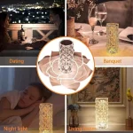 Diamond Rose Table Touch Light 3 Color Charging LED Crystal 3D Projection Bedside Lamp Bedroom - Image 3