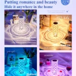 Diamond Rose Table Touch Light 3 Color Charging LED Crystal 3D Projection Bedside Lamp Bedroom - Image 4