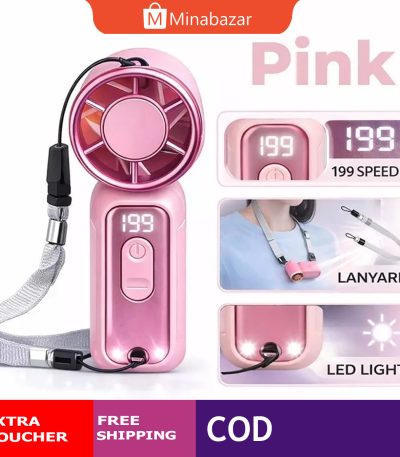 (2026 New) 199Speed NEW MINI Portable Handheld Fan USB Rechargeable Cooling Fan Kipas Pocket Fan Outdoor Camping Travel