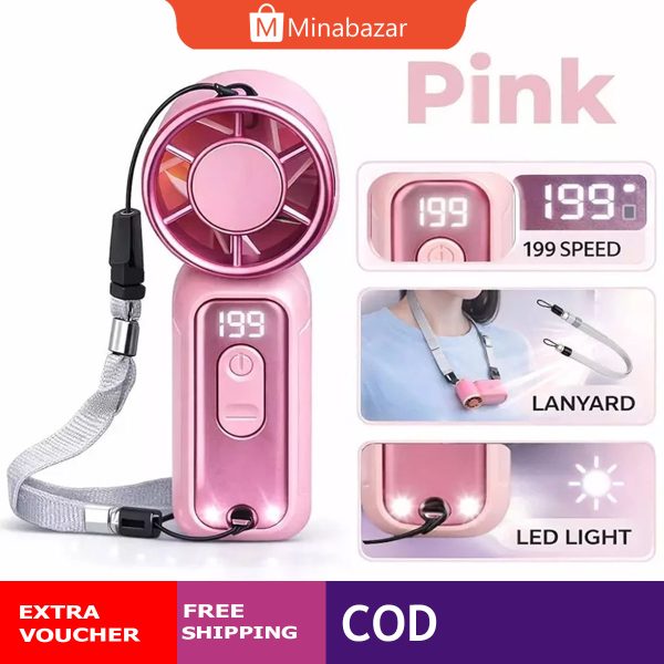 (2026 New) 199Speed NEW MINI Portable Handheld Fan USB Rechargeable Cooling Fan Kipas Pocket Fan Outdoor Camping Travel