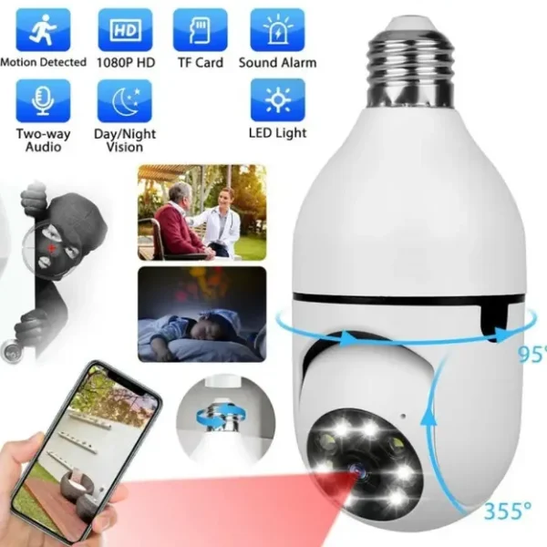 Wireless 360° Light Bulb CC Camera (1080P HD) | Mina Bazar