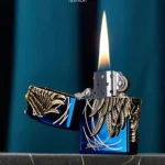 Premium Amazon Blue Metal Lighter – 3D Angel Wing Design L0597 - Image 2