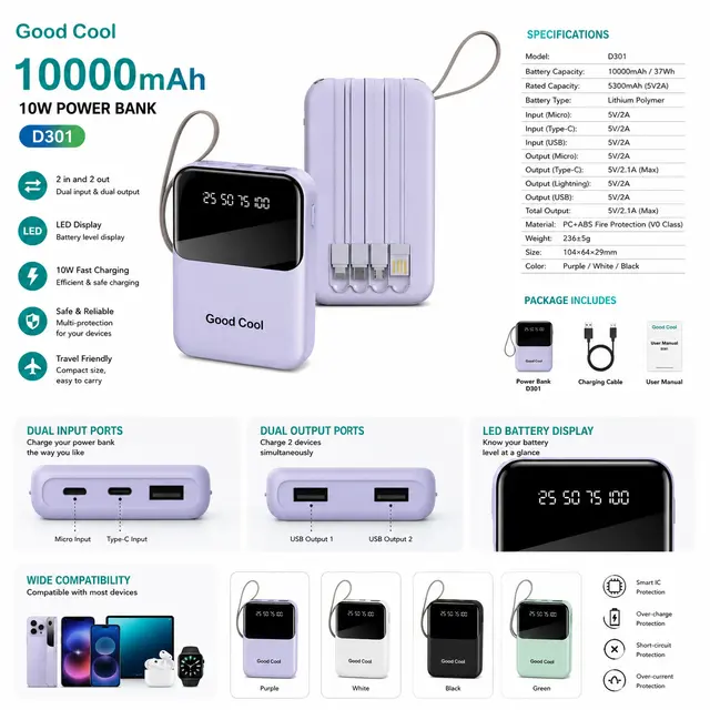 1780475941076-file_00000000410071f5a5e7f4a0abe70b79 Stay charged on the go with the Good Cool D301 10000mAh Power Bank. Features a sleek, compact design, fast charging, and multiple safety protections. Buy now!